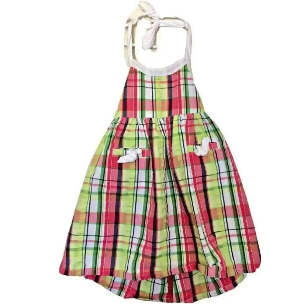 Vintage 2010 Gymboree Dress Plaid Halter Smocked  Preppy Colorful size 3 Toddler